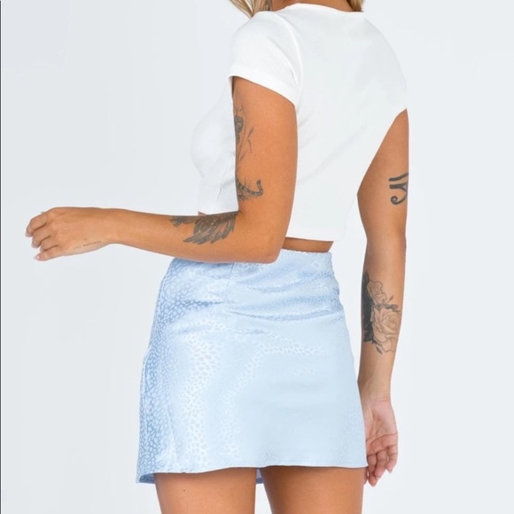 Princess Polly Baisy Hill Satin Effect Blue Skirt - Picture 5 of 7